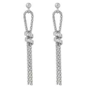 Exquisite Italian Rhodium Plated CZ and Coreana Chain Earrings wedding formal